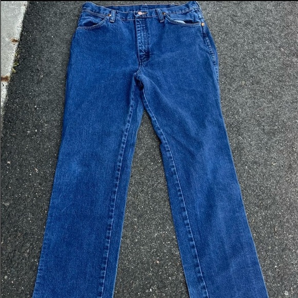 Wrangler 936DSD‎ Blue Demin Jeans Dark Wash Men Size 33x31 Cowboy Boot Cut - Picture 9 of 10